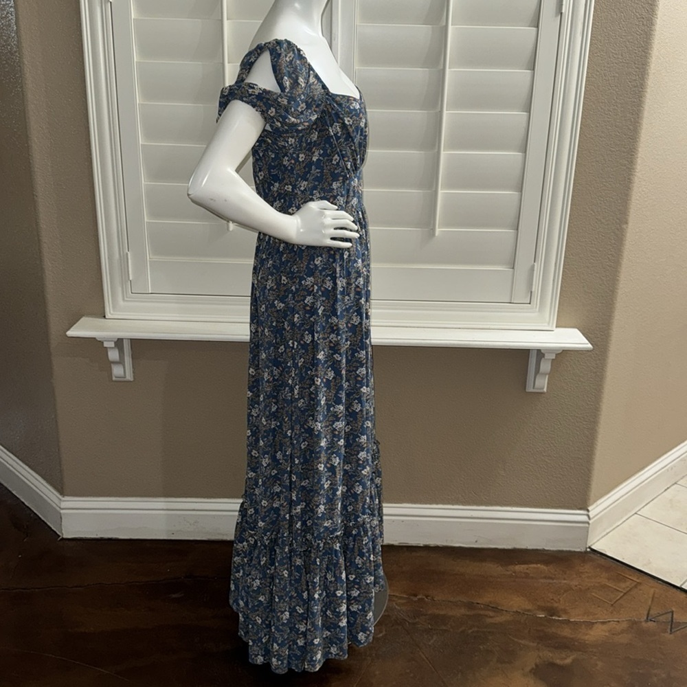 Lulus Feeling Fond Blue Floral Print Puff Sleeve Maxi Dress - Picture 6 of 12